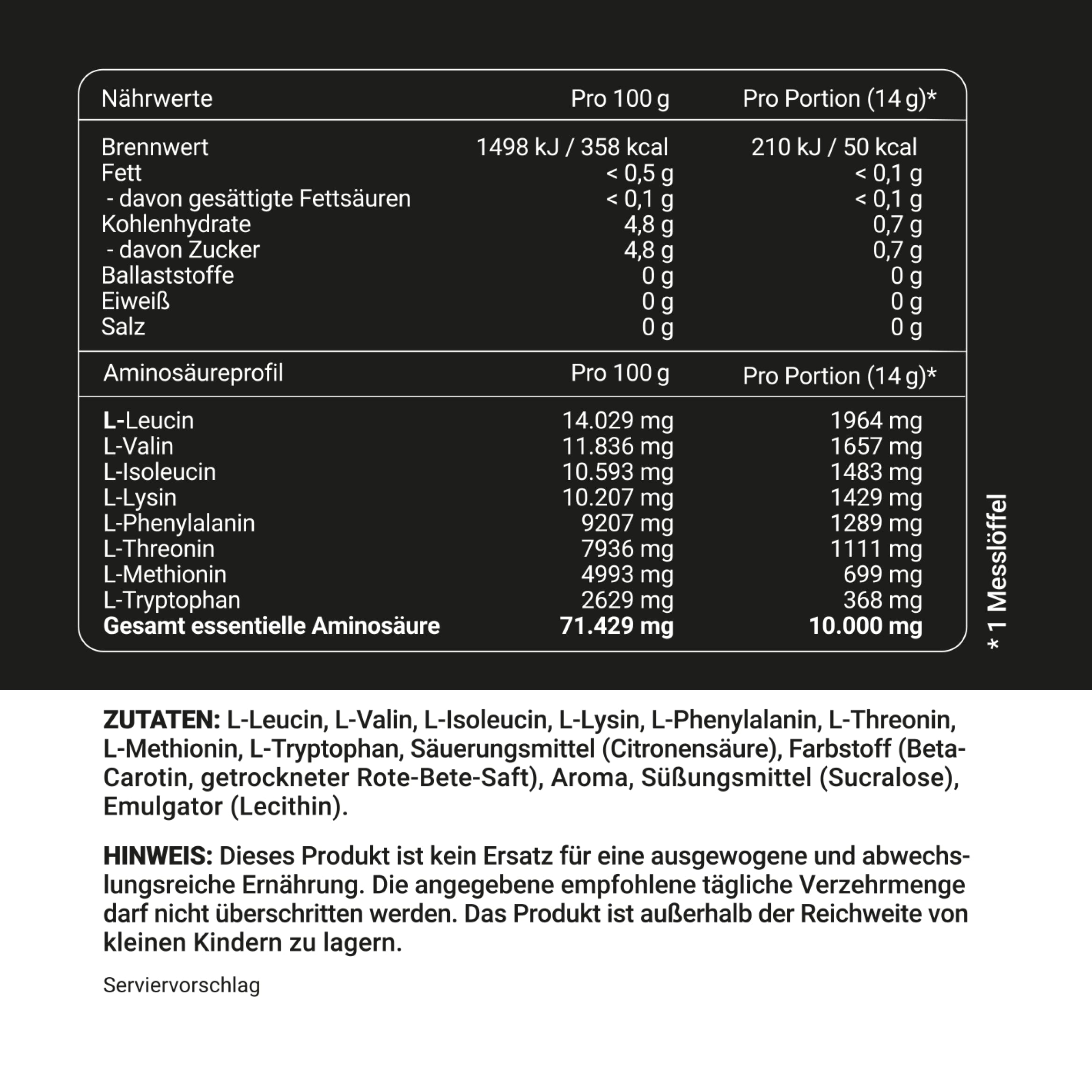 Wehle Multi Amino EAA Aminosäuren Pulver - 500g