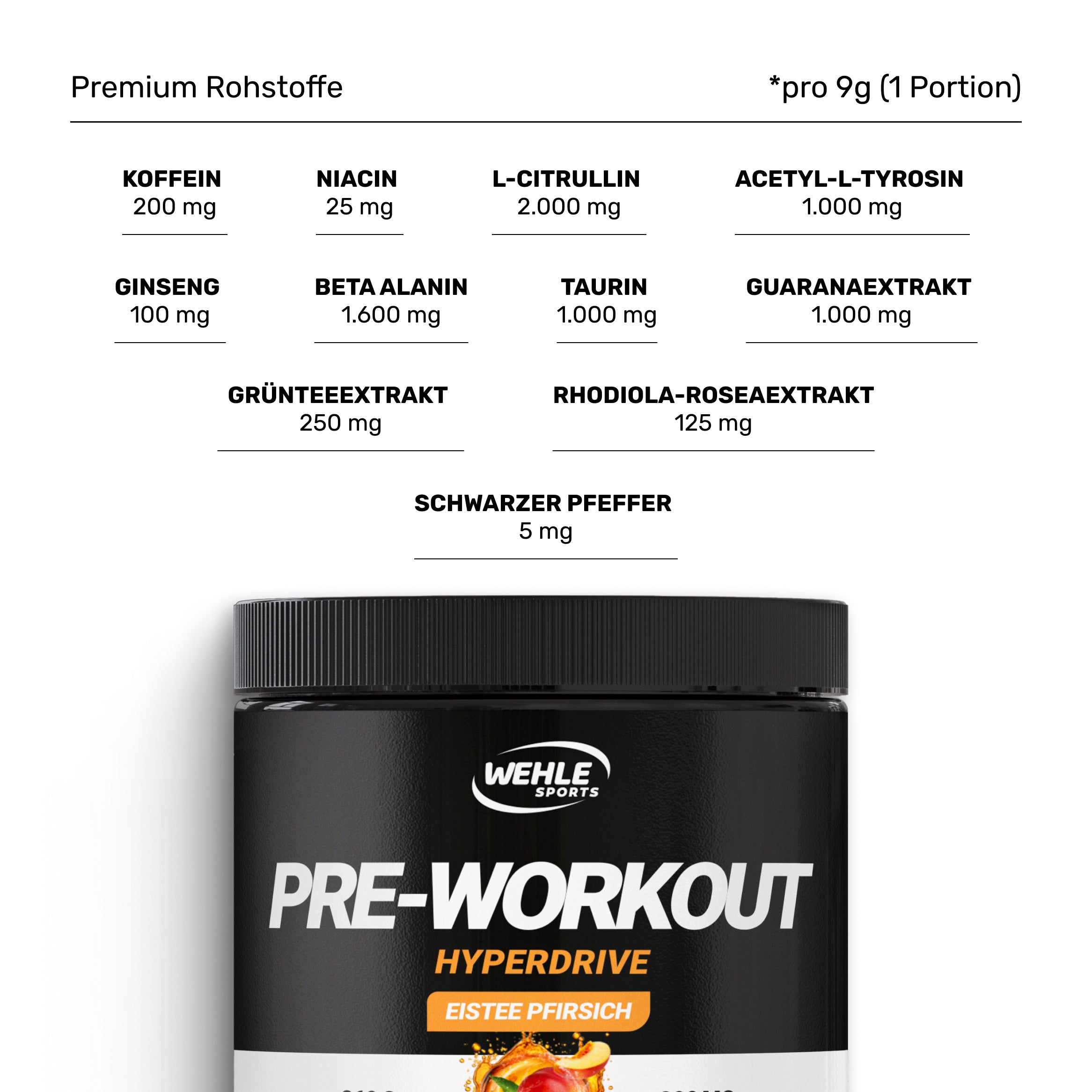 Wehle Preworkout Hyperdrive 40 Portionen - 360g Pulver MDH 9/26