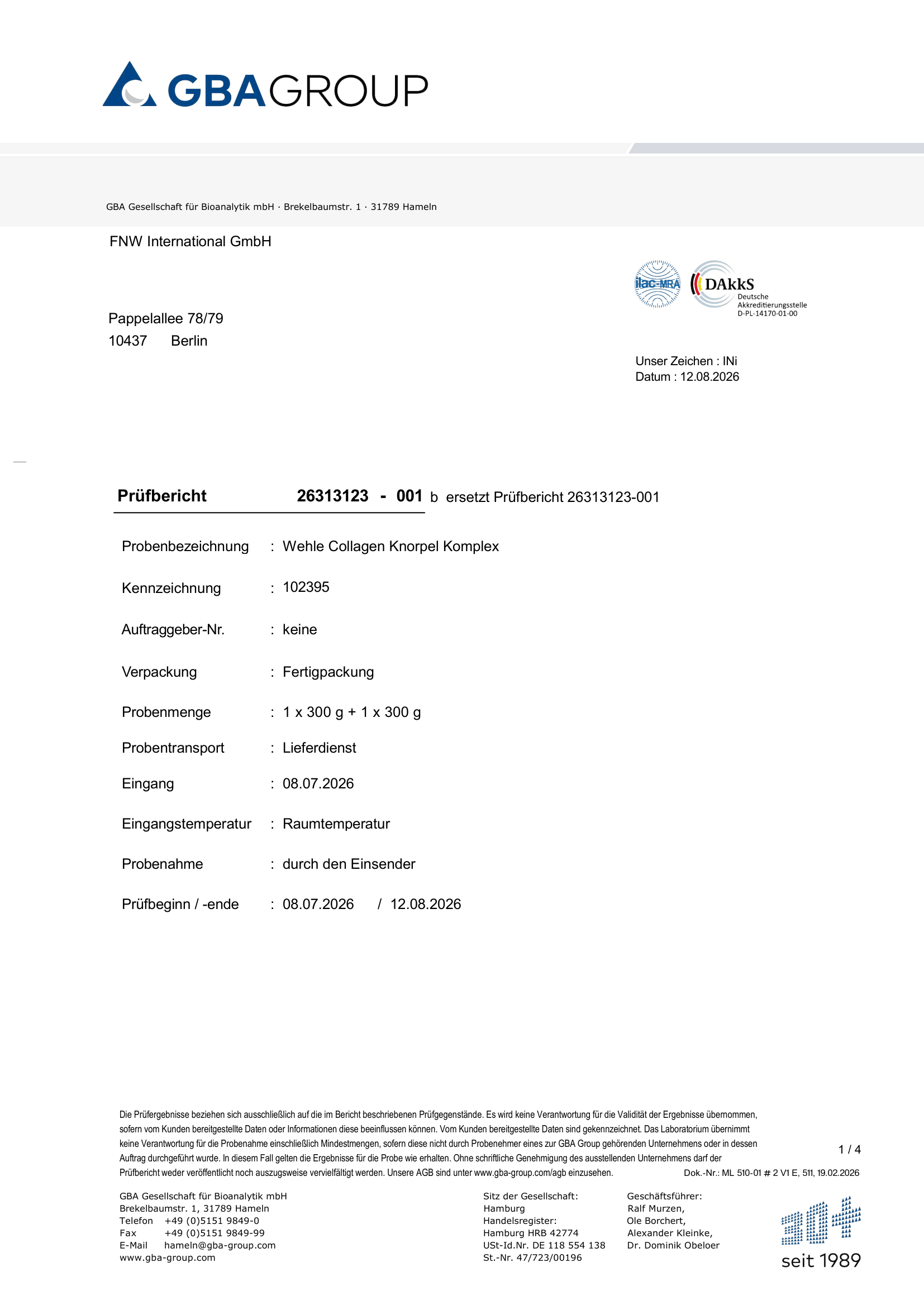 Laborbericht Mikrobiologie & Aminosäureprofil — Titelseite