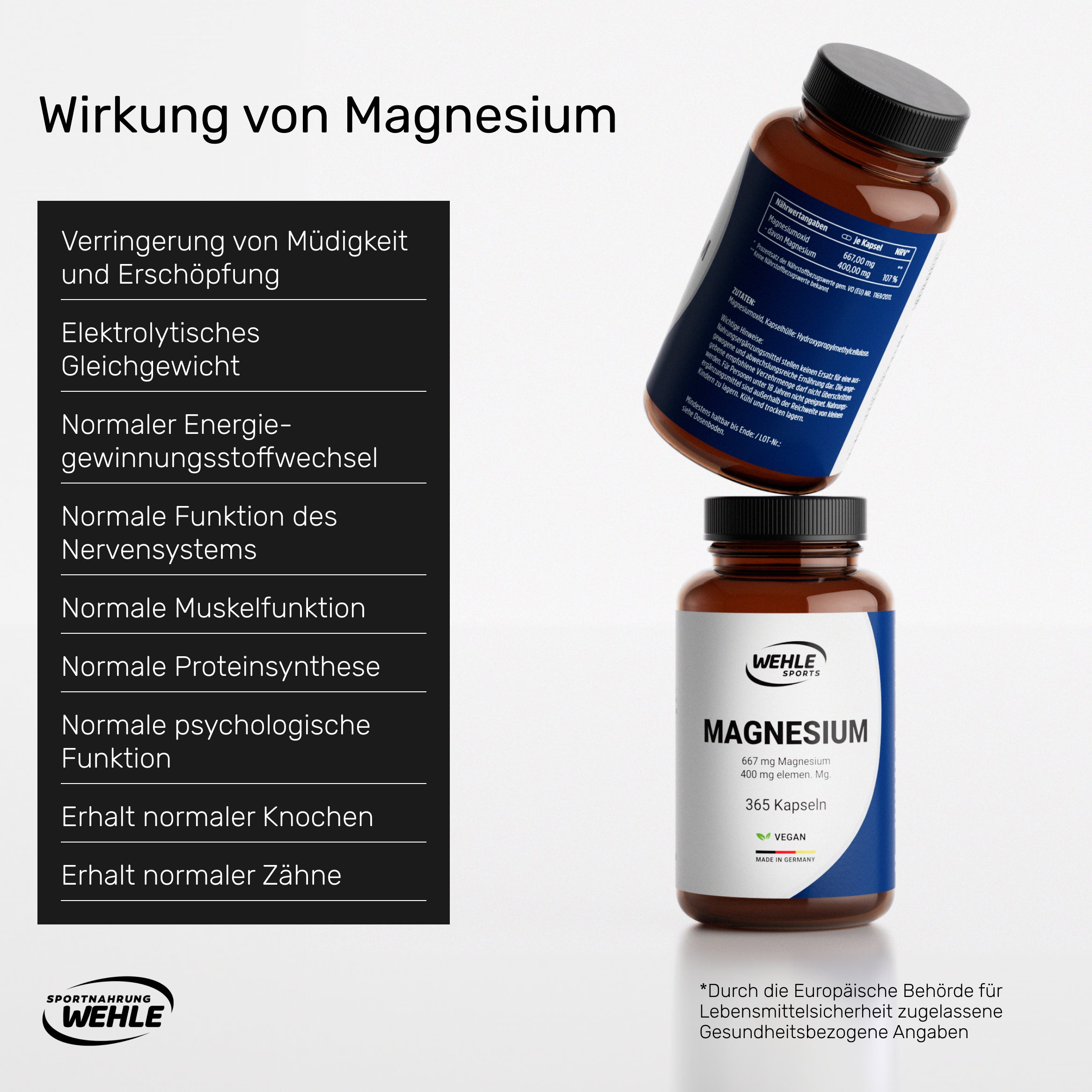 Magnesium 400mg Kapseln hochdosiert 667mg je Kapsel  - 365 Kapseln