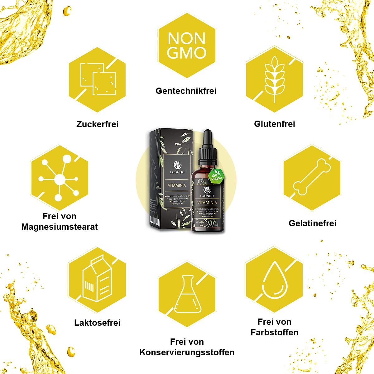 Luondu Vitamin A Tropfen hochdosiert 5000 I.E 1500µg pro Tagesdosis 50ml (1700 T Bild 4