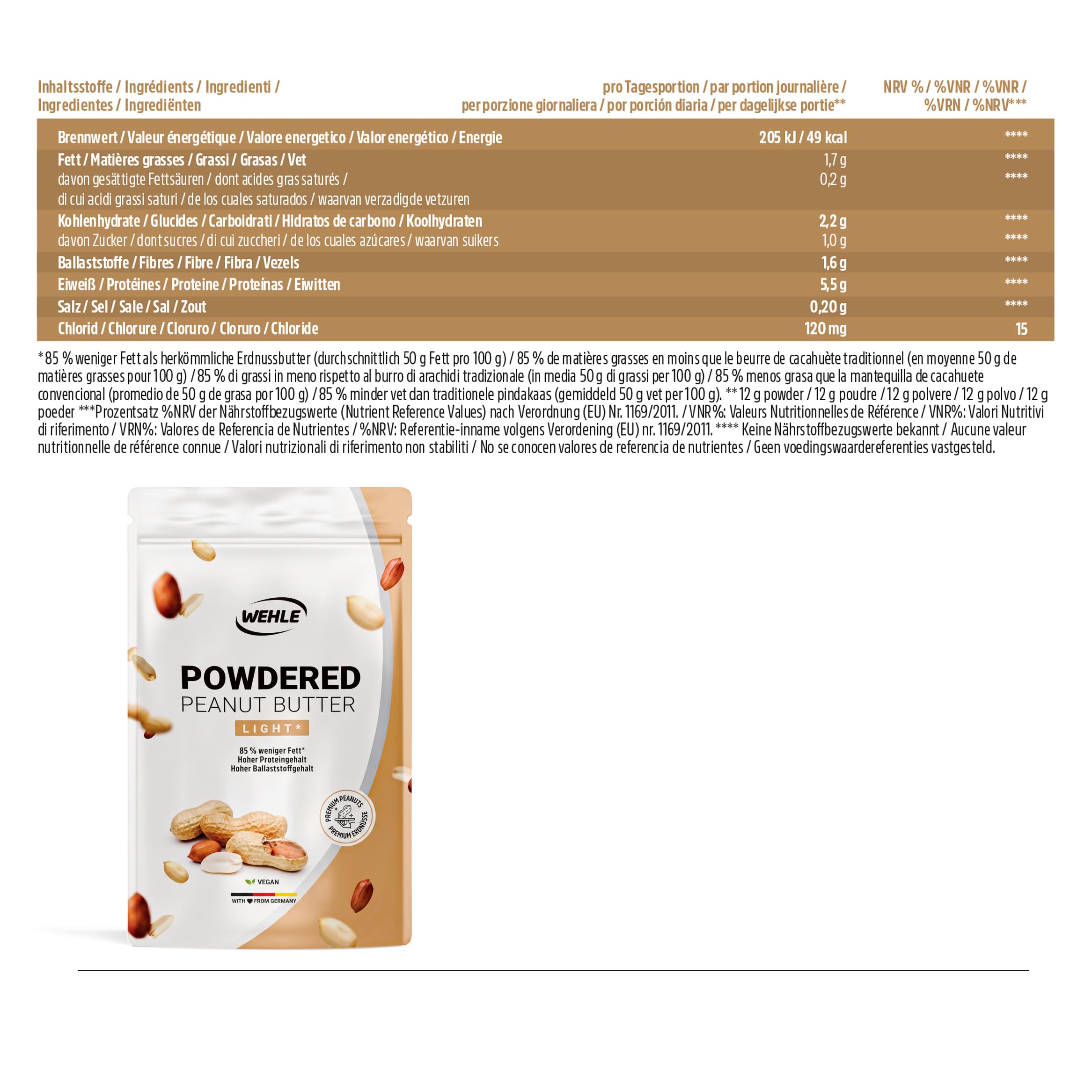 Erdnussbutter light Pulver 1 kg / 1000 g - Powdered Peanut Butter 85% weniger Fe Bild 6