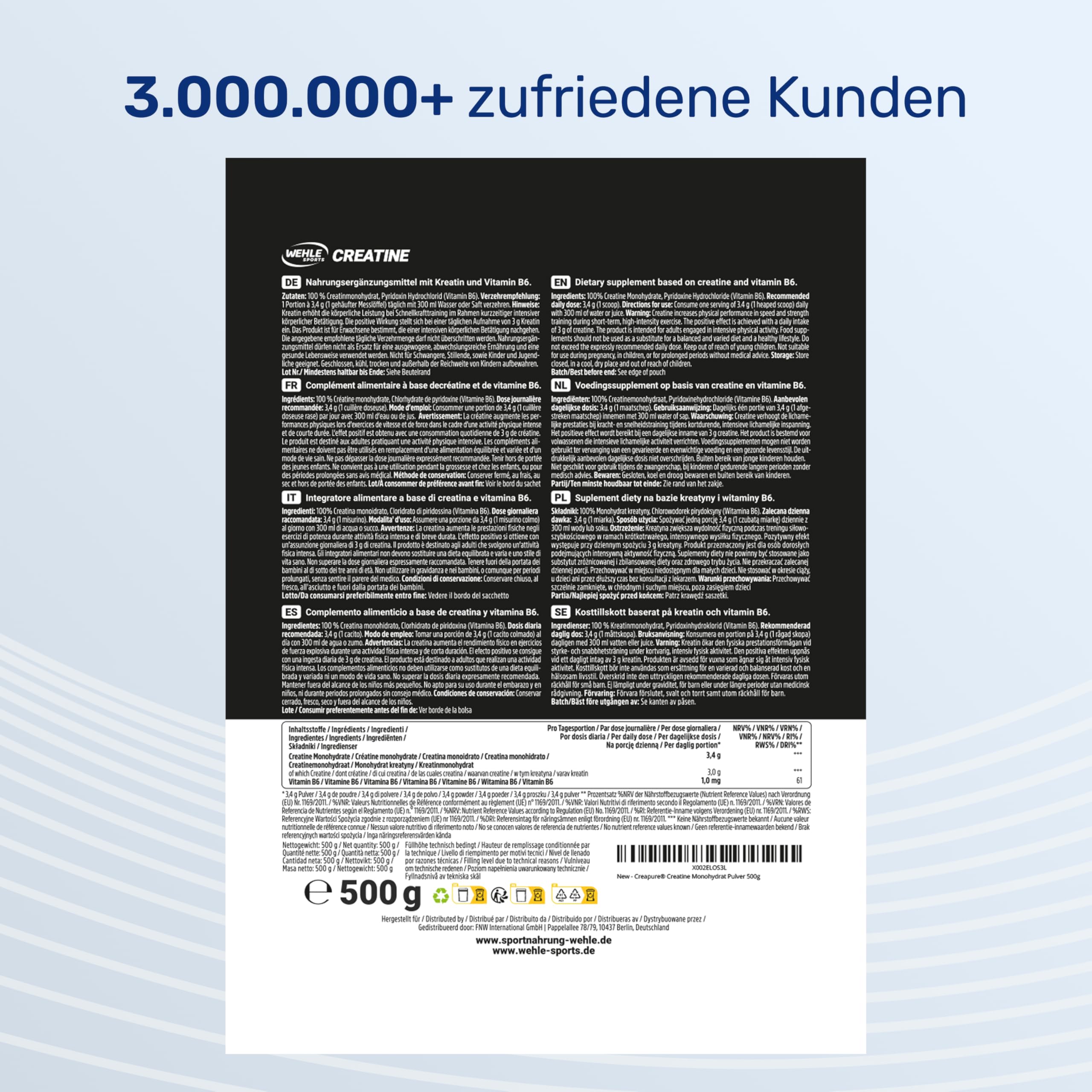 Creapure® Creatine Monohydrat Pulver 500g - Kreatin Monohydrat - Hochdosiert - V Bild 5