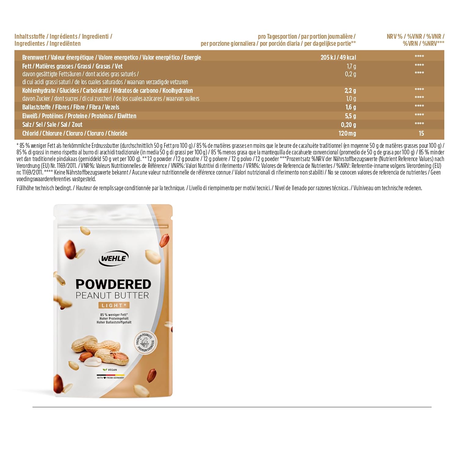 Erdnussbutter Pulver Powdered Peanut Butter light - 500g