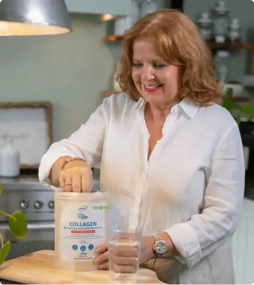 Wehle Collagen Knorpel Komplex wird in der Küche eingerührt