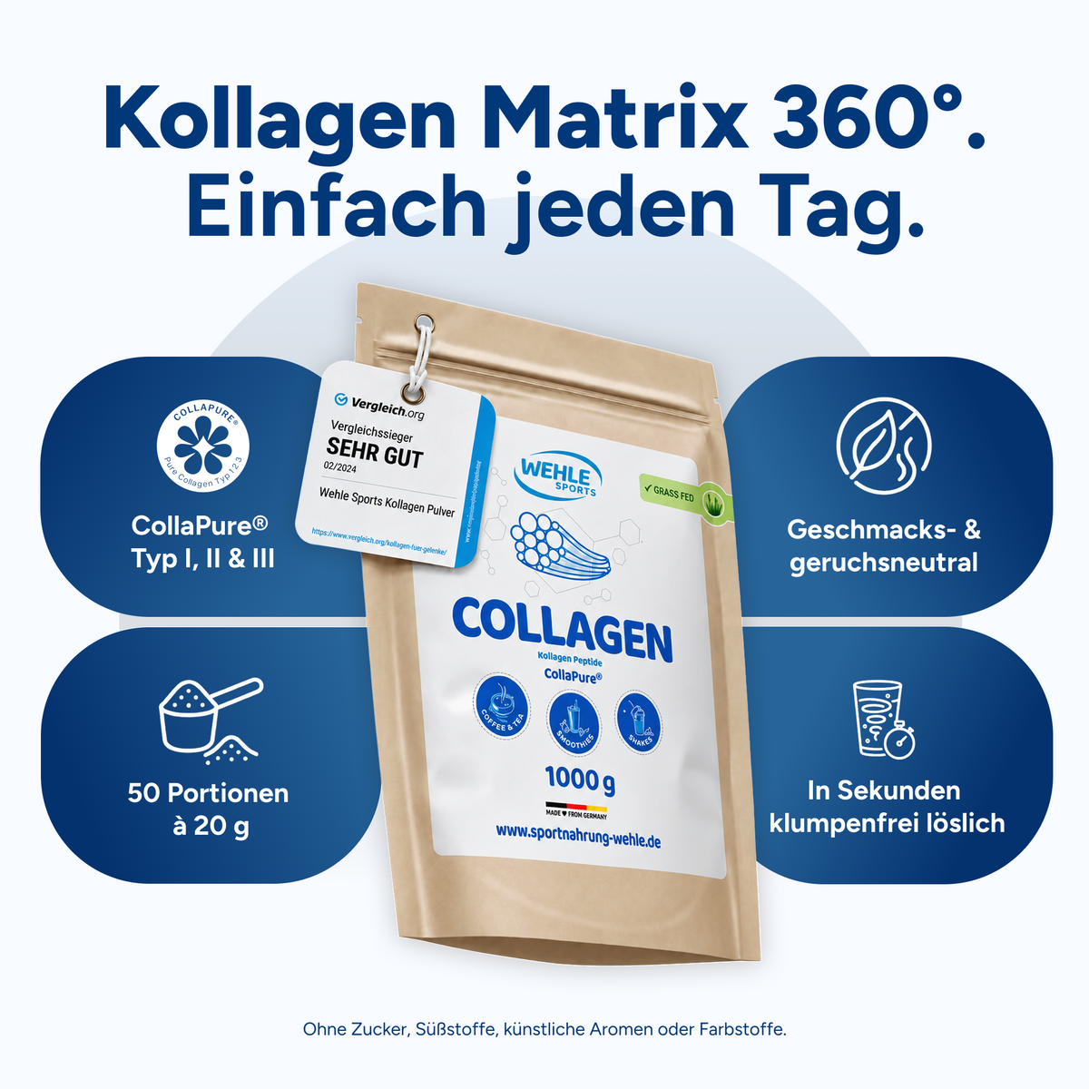 Kollagen Pulver – Wehle Collagen Matrix 360° mit Kollagen Typ I, II & III