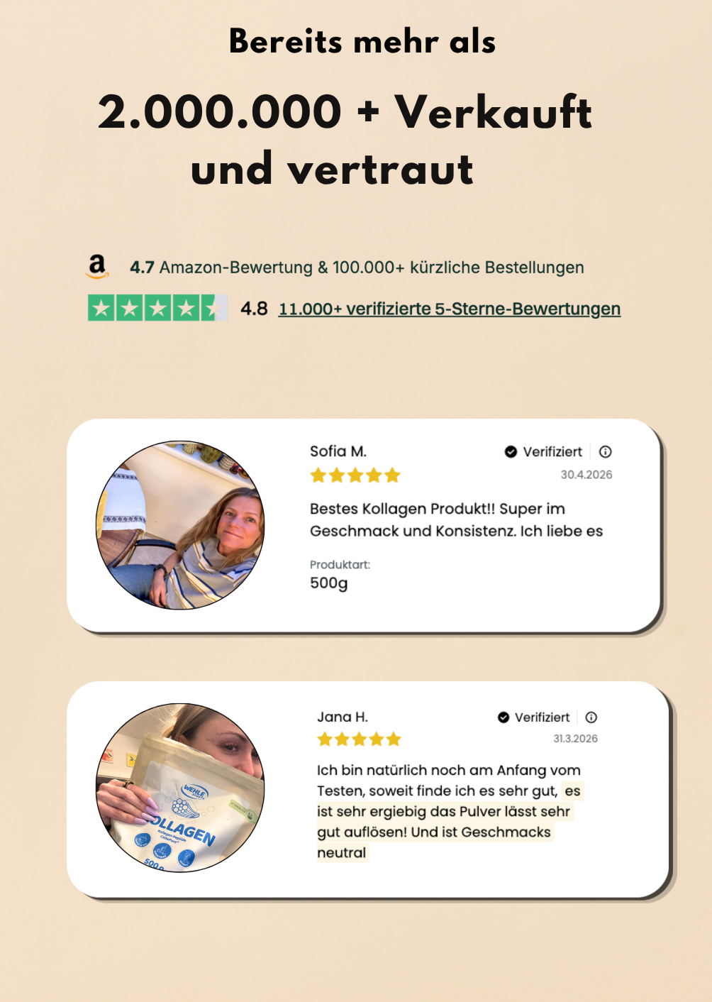 Kollagen Pulver – Wehle Collagen Matrix 360° mit Kollagen Typ I, II & III